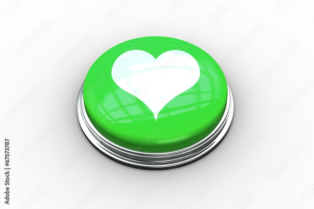 Composite image of heart graphic on button Composite image of heart graphic on button