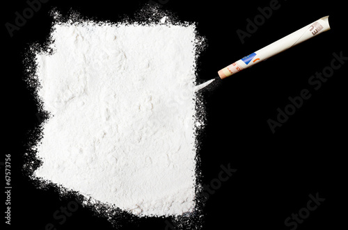 Powder drug like cocaine in the shape of Arizona.(series) photo