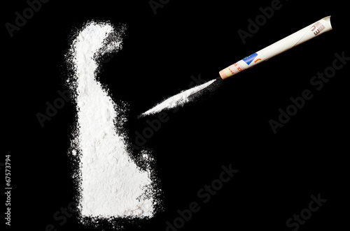 Powder drug like cocaine in the shape of Delaware.(series)