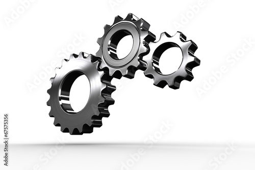 Metal cogs and wheels connecting