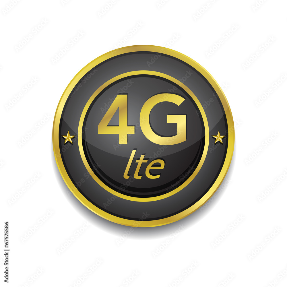 4g Sign Circular Golden Black Vector Button Icon 4g Sign Circular Golden Black Vector Button Icon