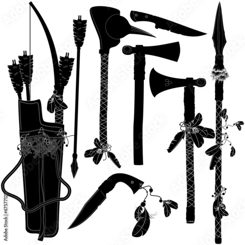 set of weapons American indian