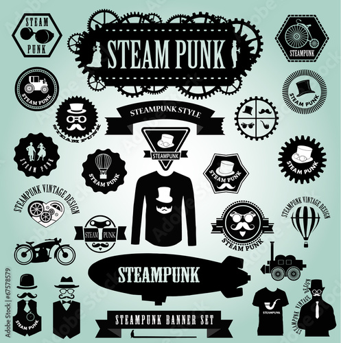 Steampunk elements. Vector icons
