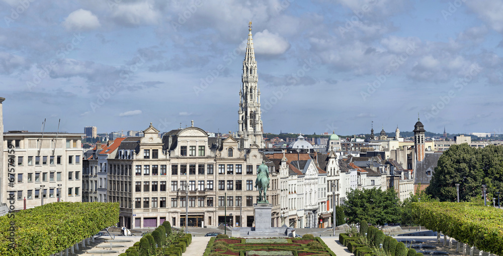 Morning panorama of Brussels from Mont des Arts