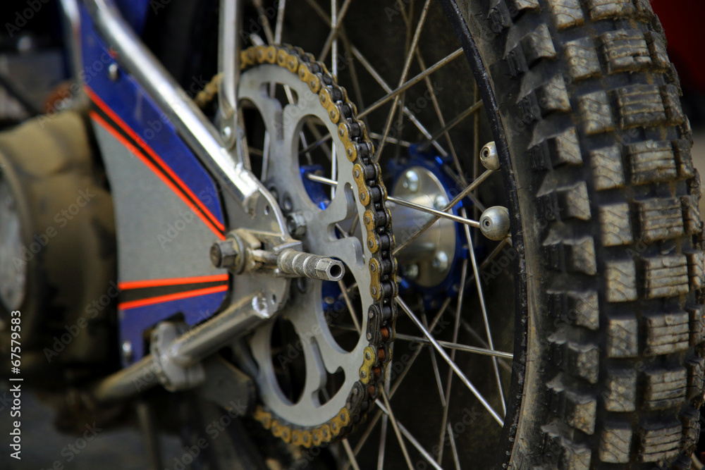 Fototapeta premium Rear wheel racing motorcycle