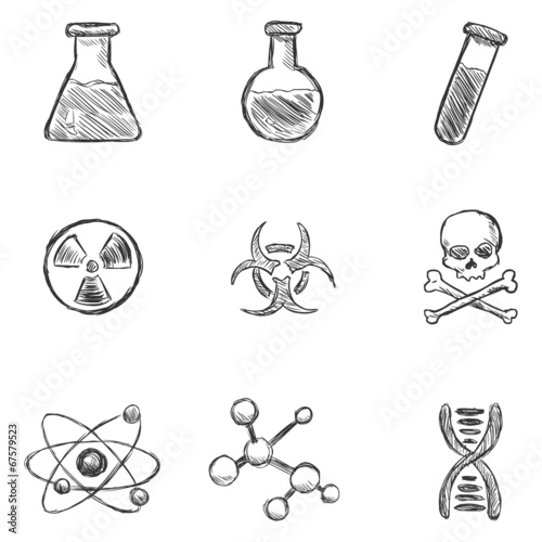 Vector Set of  Sketch Chemistry  Icons