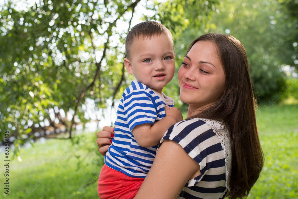 Mother and son. Close up portrait outdoor Mother and son. Close up portrait outdoor