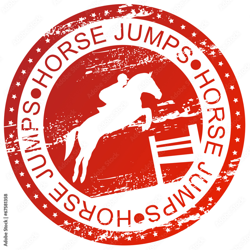 Carimbo desportivo - saltos de cavalo - obrazy, fototapety, plakaty 