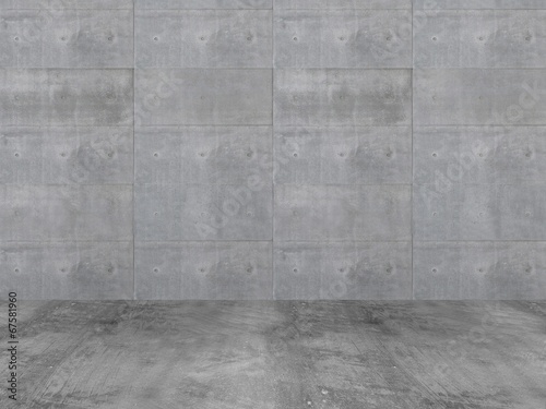 concrete wall with concrete floor 3d 