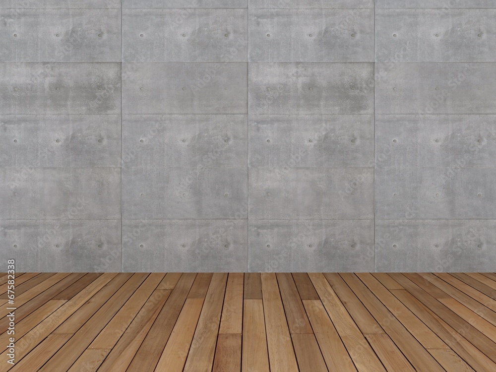 concrete wall with wood floor,3d concrete wall with wood floor,3d