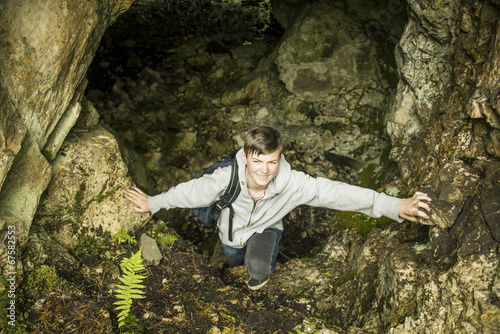 Teenager in cave