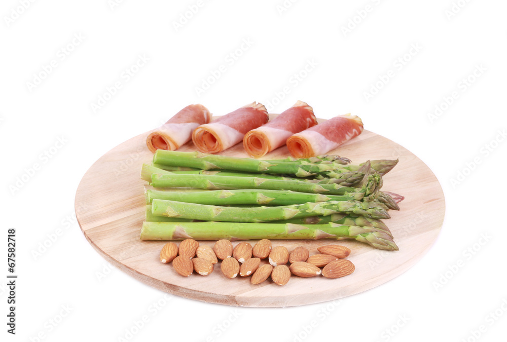Platter with asparagus and prosciutto. Platter with asparagus and prosciutto.