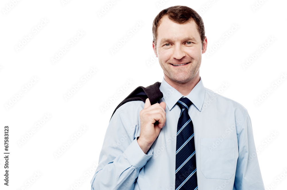 Bussiness man with coat on shoulder Bussiness man with coat on shoulder