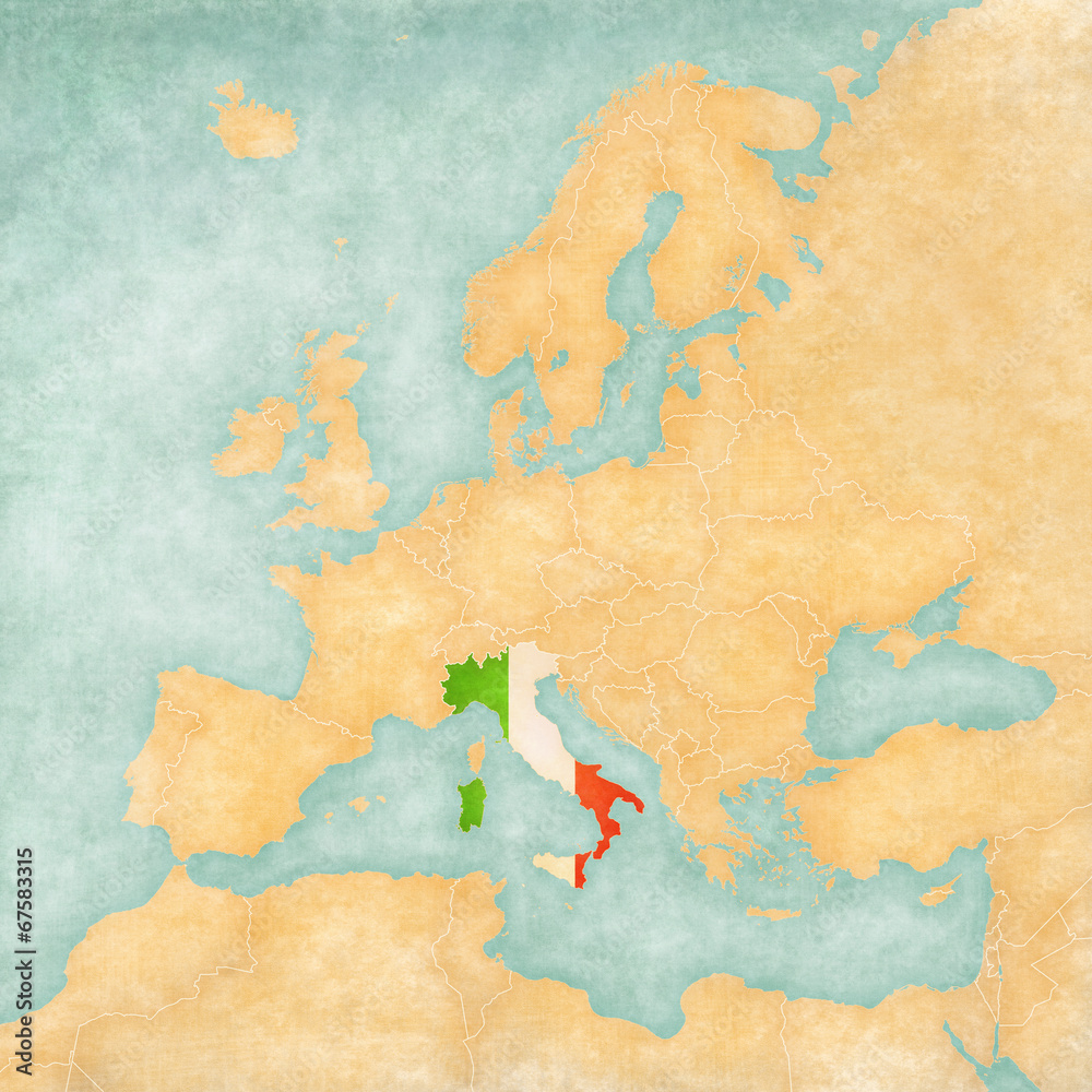 Map of Europe - Italy (Vintage Series)