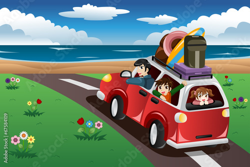 Family going on a beach vacation