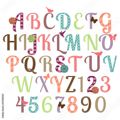 Girly Alphabet Vector Set