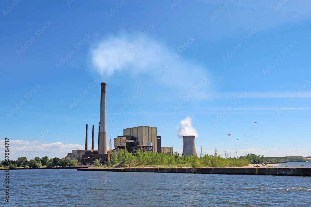Power plant on Lake Michigan in Indiana Power plant on Lake Michigan in Indiana