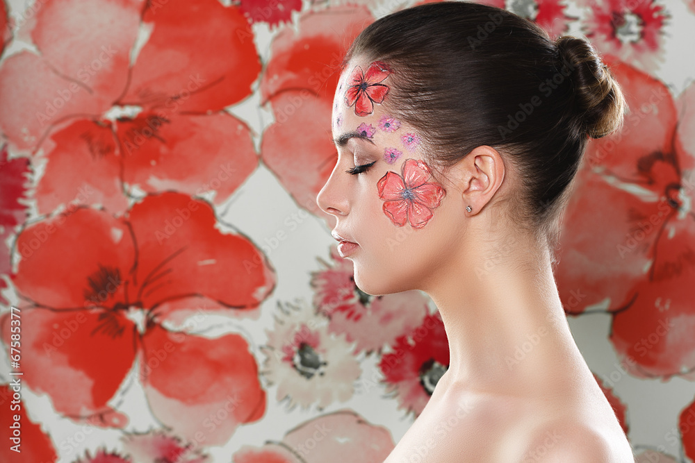 Fototapeta premium flawers and girl
