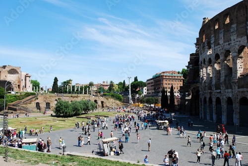 Colosseum was built in the first century in Rome city. photo