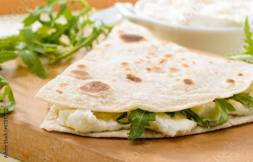 Piadina romagnola, close-up, fuoco selettivo