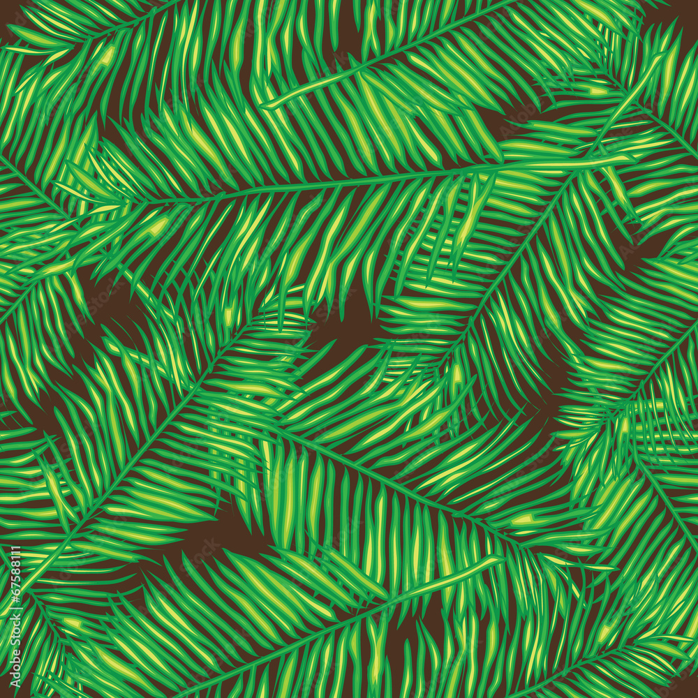 Palm leaves. Seamless vector background. Floral.