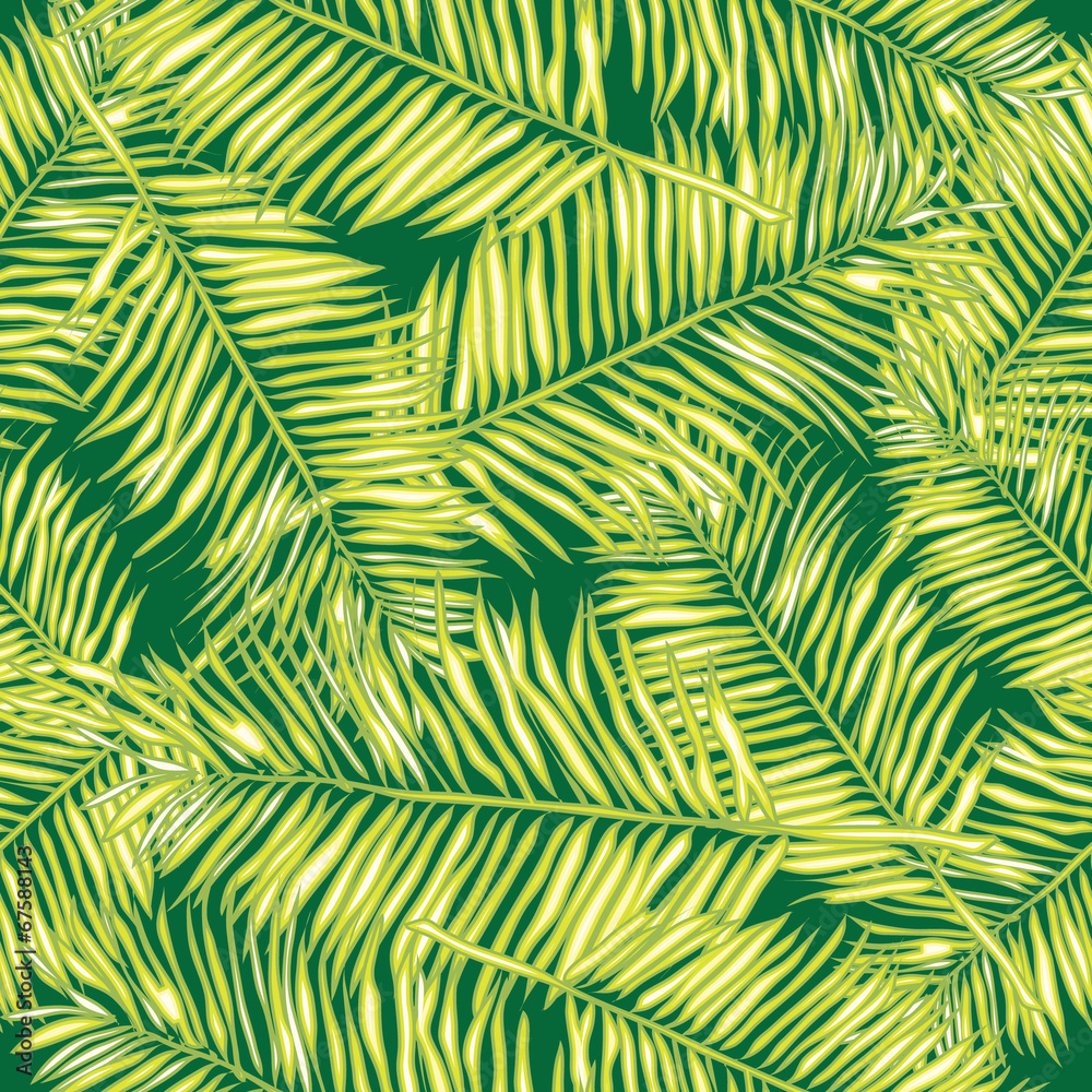 Palm leaves. Seamless vector background. Floral.