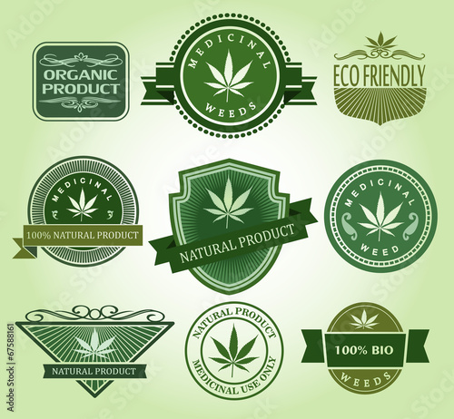 Set of Medical / medicinal marijuana labels.
