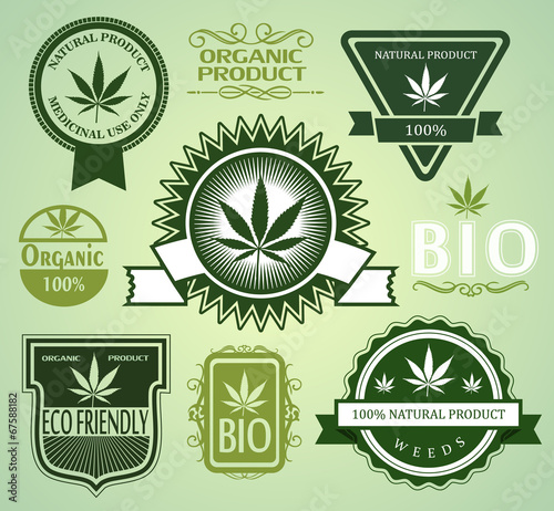 Set of Medical / medicinal marijuana labels.