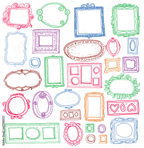 Set of hand drawn picture frames