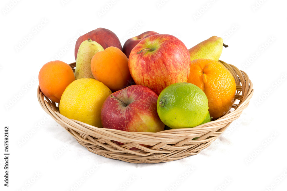 Fruit basket with several fruits