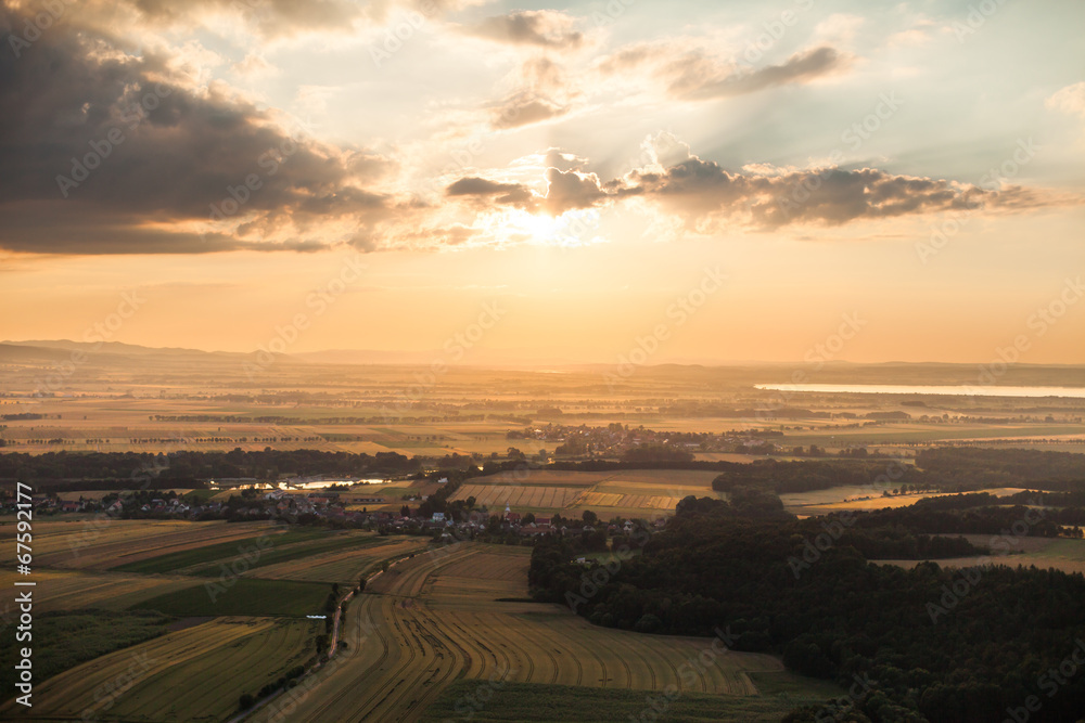 aerial view of sunset