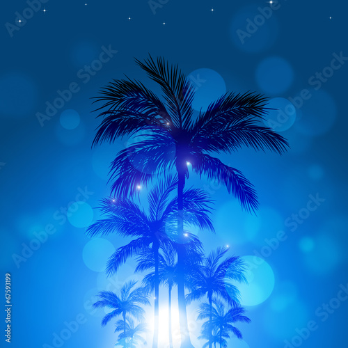 Fototapeta Naklejka Na Ścianę i Meble -  Summer Tropical Blue Background