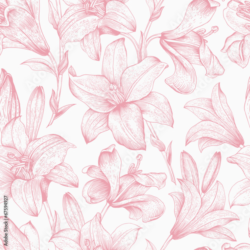 Seamless vector floral pattern. Fototapet