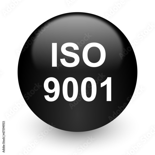 iso 9001 black glossy internet icon