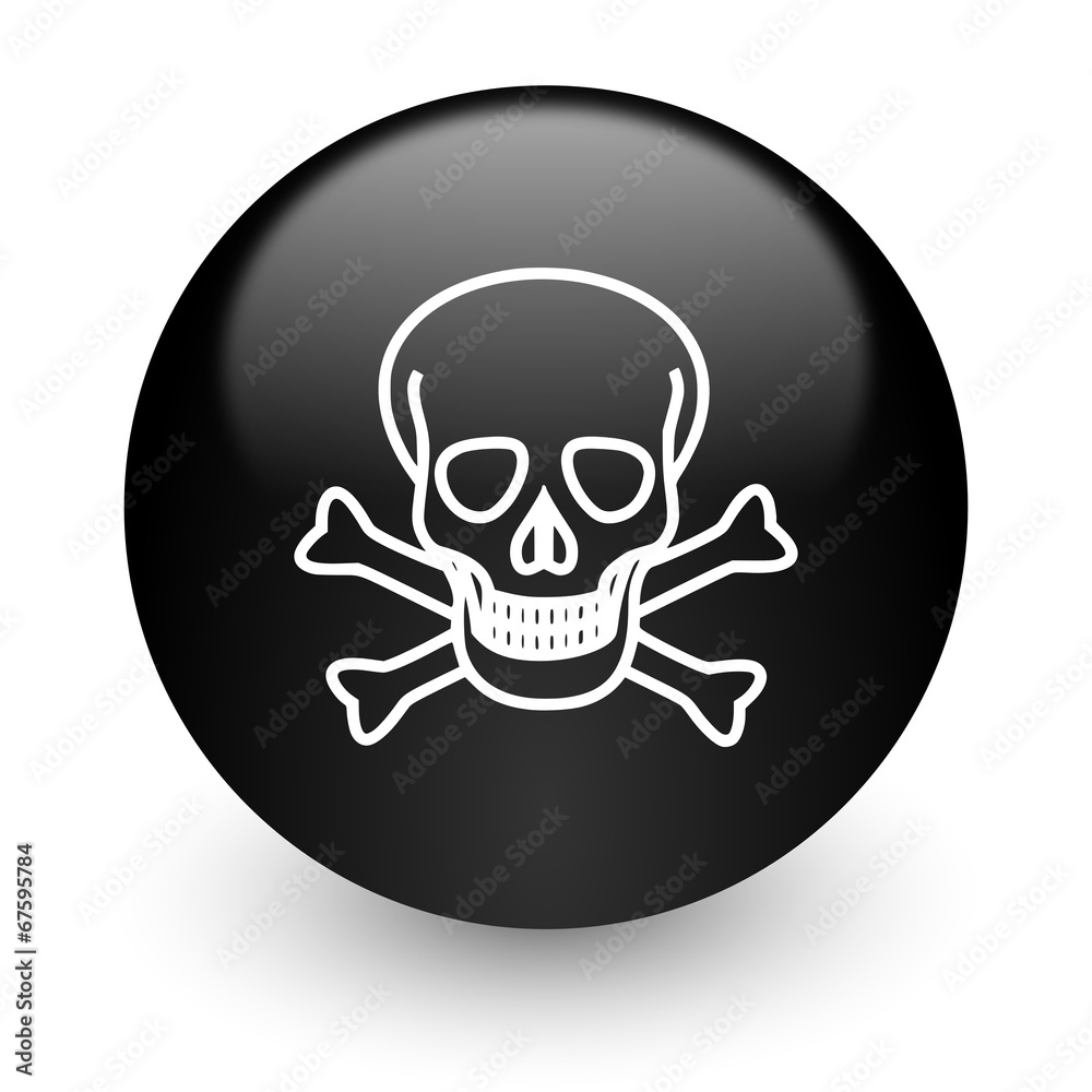 skull black glossy internet icon