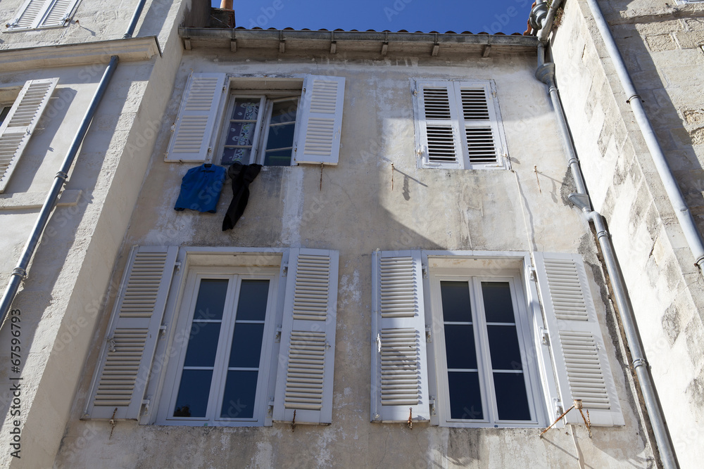 Facade of a French house in La Rochelle, West France