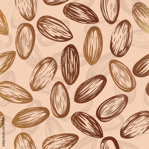 Almonds seamless vector background