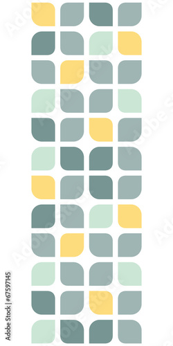 Abstract gray yellow rounded squares vertical seamless pattern