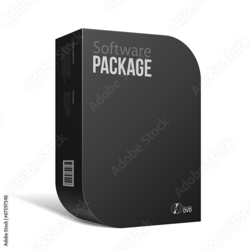 Modern Black Software Package Box With Rounded Corners