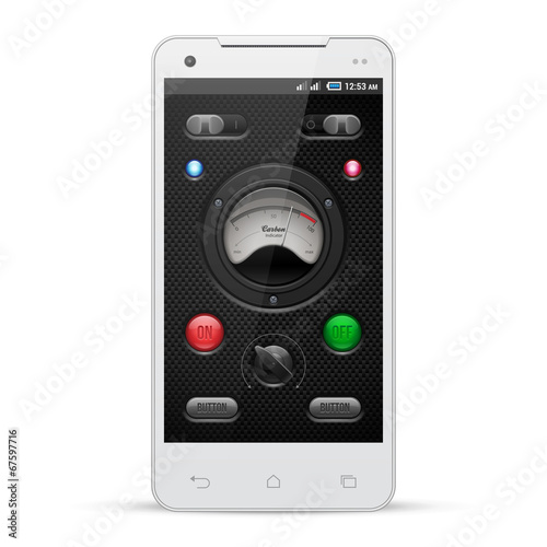 Carbon UI Application Software Controls Set. White Smartphone