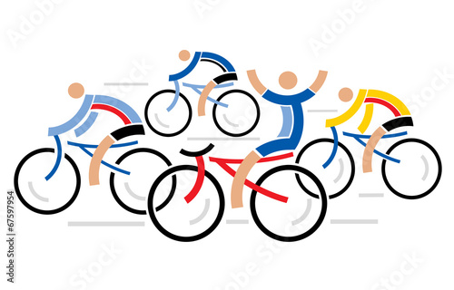 Four racing cyclists