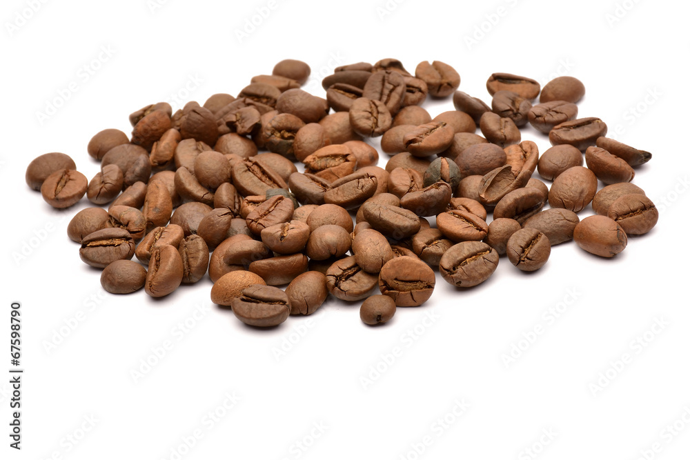 Coffee beans on white background