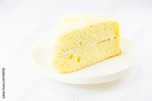Chiffon cake on white background