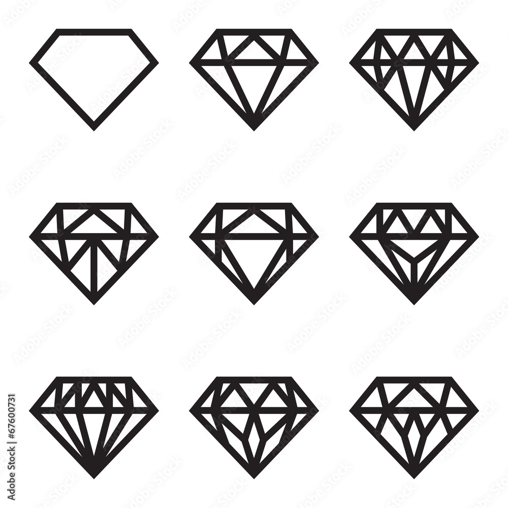 Symbol of diamond, vector set Symbol of diamond, vector set