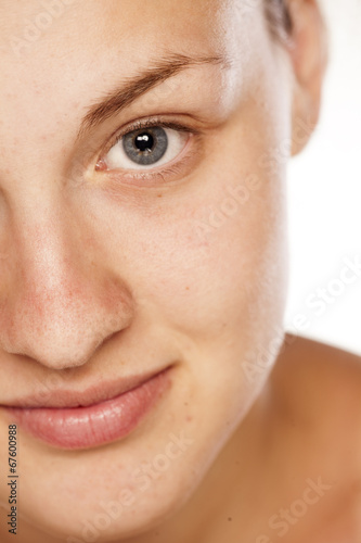 fragment of face of beautiful young women without makeup