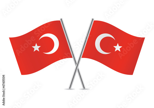 Turkey flags. Vector illustration.