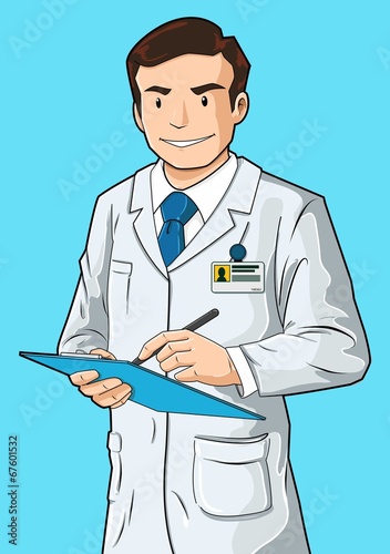 Doctor con tabla de escritura