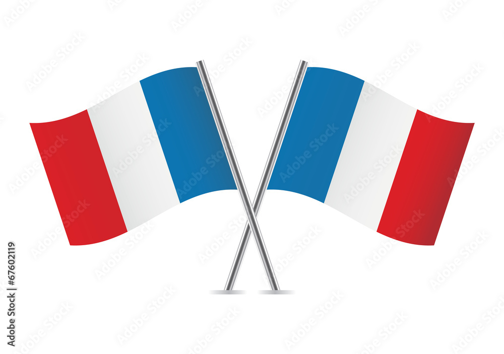 French flags. Vector illustration. French flags. Vector illustration.