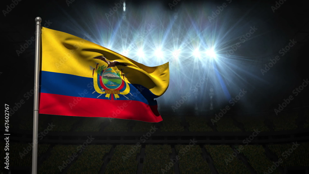 Ecuador national flag waving on flagpole