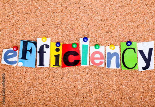 The word EFFICIENCY on a bulletin board